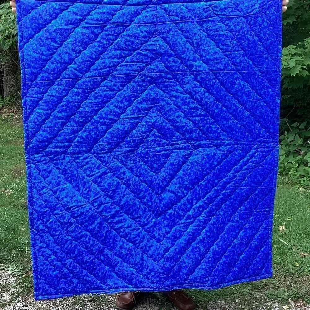 NWT. Hand Crafted Blue Butterflies Lap Quilt